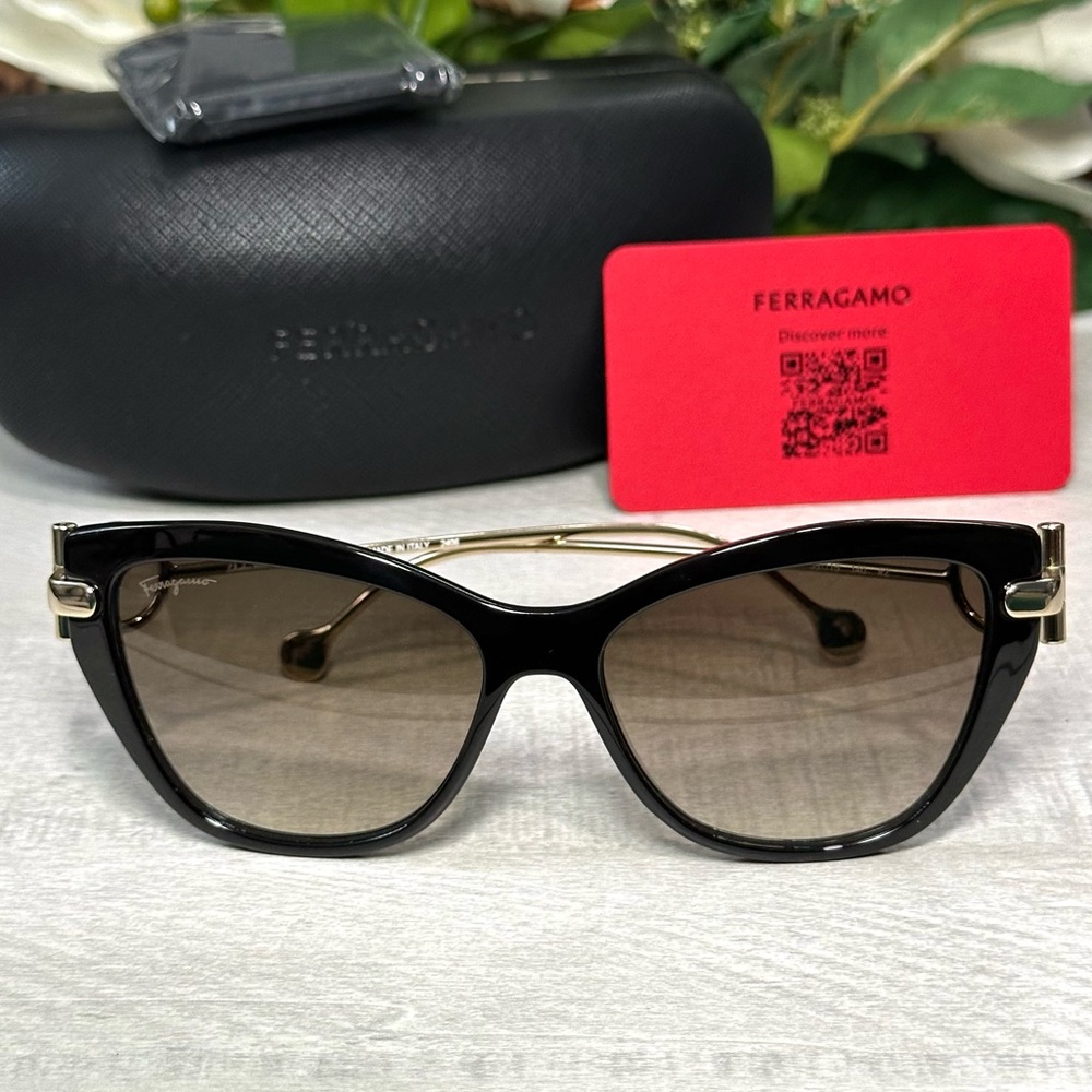 Salvatore Ferragamo Black and Gold Sunglasses